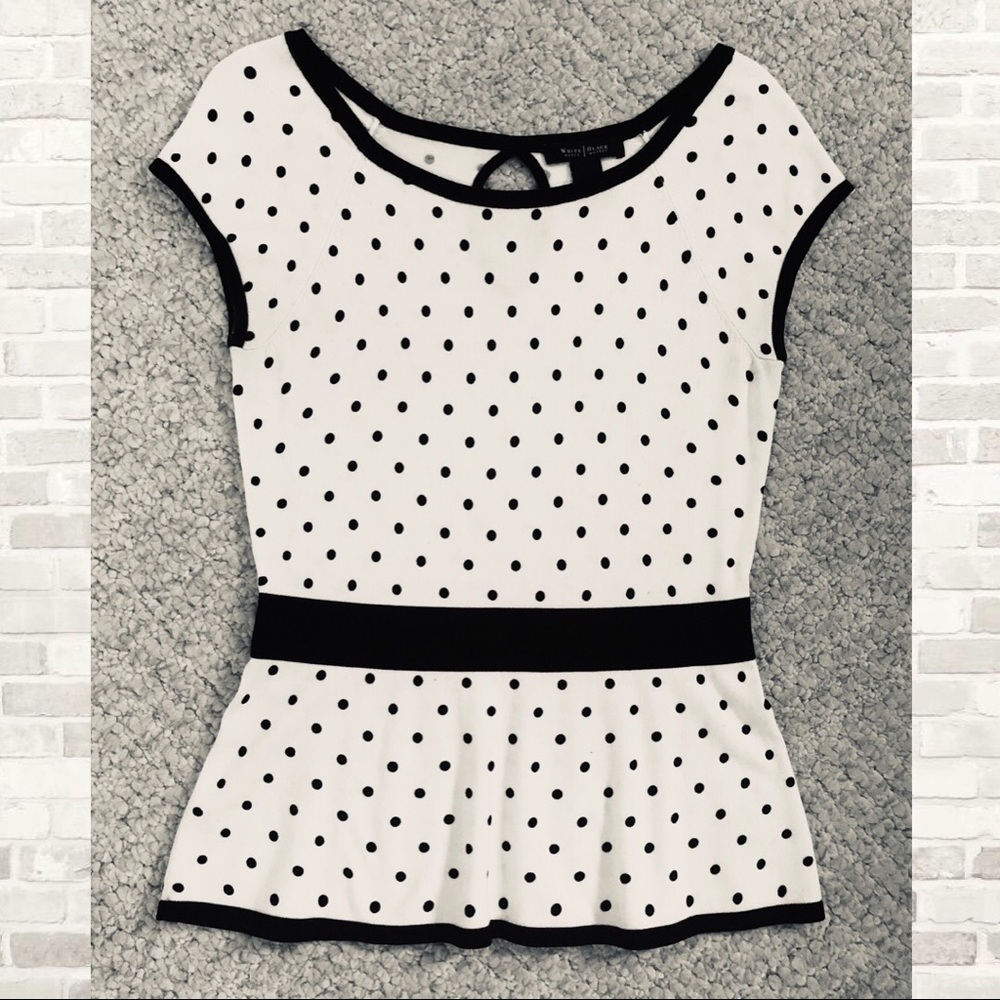 (NWOT) WHBM Polka Dot Peplum Blouse